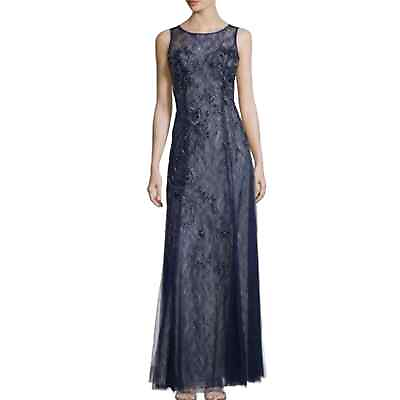 #ad NWT Basix Black Label Embellished Sleeveless Gown Navy Size 2 $110.00