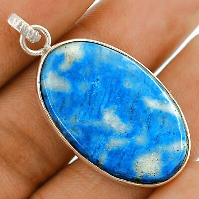#ad Natural K2 Blue Azurite 925 Solid Sterling Silver Pendant JH4 5 $31.99