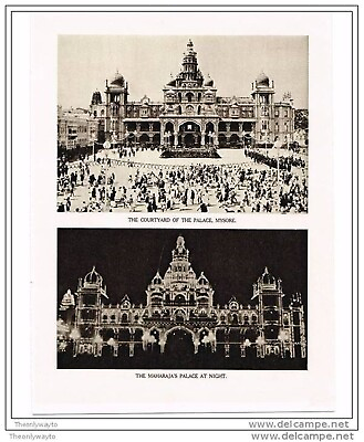 #ad PALACE IN MYSORE BY DAY amp; amp NIGHT INDIA BOOK ILLUSTRATION PRINT 1922I GBP 9.97