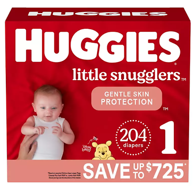 #ad Huggies Little Snugglers Diapers Size 1 204 ct $64.98