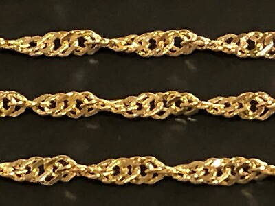 #ad 14K Solid Yellow Gold 2.15mm Singapore Chain Diamond Cut Twisted Necklace 16 24” $130.00