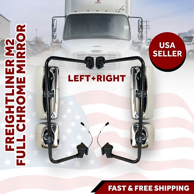 #ad Freightliner Columbia M2 Mirror Complete Chrome Left Right Pair Set 2010 2016 $351.40
