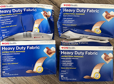 #ad 4 Pack Heavy Duty Flexible Fabric Bandages All In One Size 60 Ct Ea DAMAGED $20.89