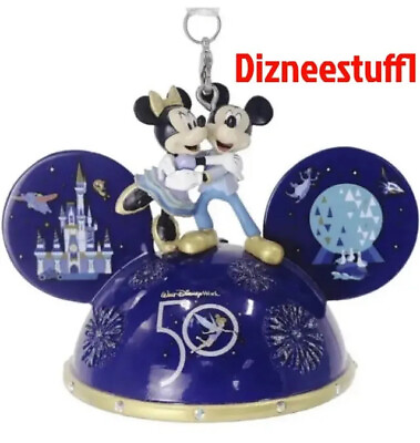 Disney 50th Anniversary Mickey Minnie Light Up Ear Hat Christmas Ornament NEW $39.77
