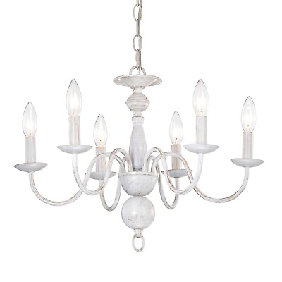 #ad White French Country Chandelier 6 Light Shabby Chic ChandelierFarmhouse Cha... $153.78