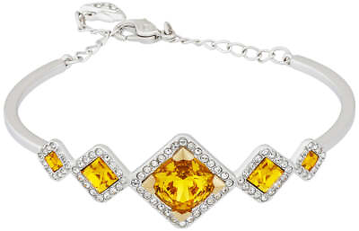 #ad Swarovski Women#x27;s Carina Sunflower Aber Crystal Rhodium Plated Bangle Bracelet $19.95