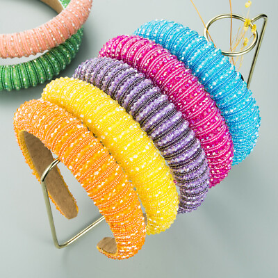 #ad Retro Bling Crystal Bead Party Hairband Women Hair Head Band Girl Headband Hoop $10.99