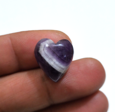 #ad Glowing Banded Amethyst Heart Shape Cabochon 16.90 Crt Loose Gemstone $3.44