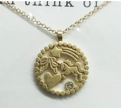 #ad Retired Dogeared 18k Gold Plated Sterling Silver Unicorn Necklace 18” MSRP $68 $15.99