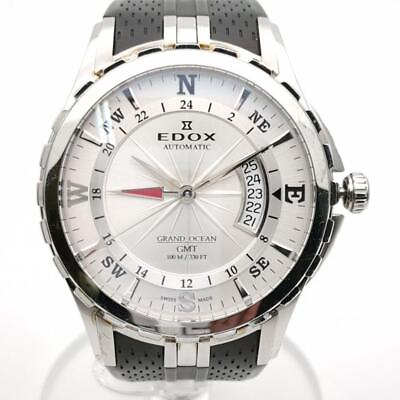 #ad EDOX GRAND OCEAN 93004 Automatic winding white dial see through back rubber belt $730.00