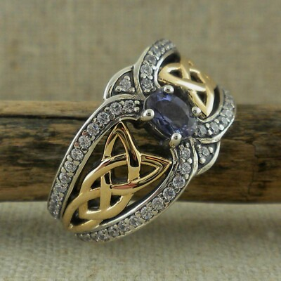 #ad Vintage Women Two Tone Celtic Knot Cubic Zirconia Ring Wedding Jewelry Sz 5 10 C $3.59