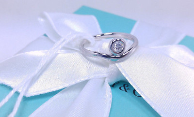 #ad Tiffany amp; Co. Elsa Peretti Platinum Diamond Curved Band Ring .15 PT 950 Size 5.5 $880.00