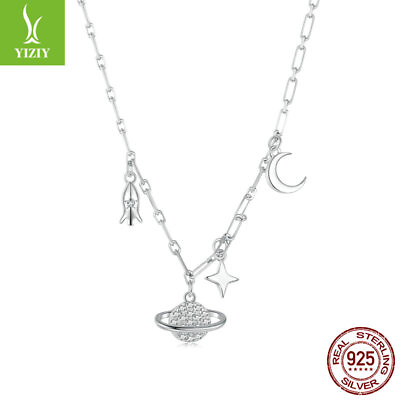 #ad Fashion S925 Sterling Silver Starry Sky Pendant Necklace European Women Jewelry $13.09
