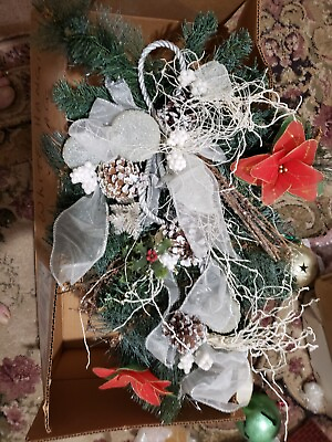 #ad Vintage Christmas Poinsettia Garland $21.10