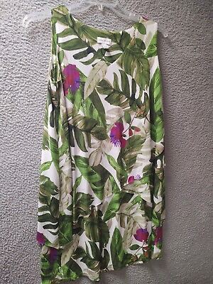 #ad Susan Graver Womens Layered Look Dress Medium Petite Floral Sleeveless 0431 $24.49