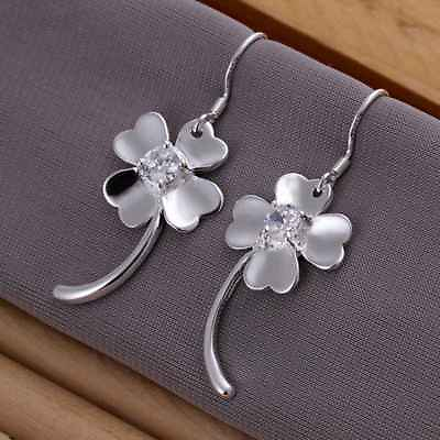 #ad Fashion 925Sterling Solid Silver Jewelry Crystal Flower Dangle Earrings E162 $5.99