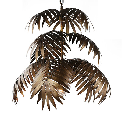 #ad Vintage Tropical Coconut Leaves Chandelier Unique Rustic Tree Lamp Hanging Light $149.99