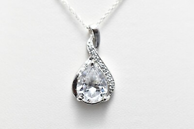 #ad #ad Brilliant Cut White 925 Diamond Pendant Free 18 Chain Over 14k whitegold Plated $94.05