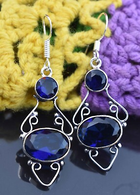 #ad Blue Tanzanite 925 Sterling Silver Gemstone Jewelry Unique Earring Size 1.50quot; $13.99