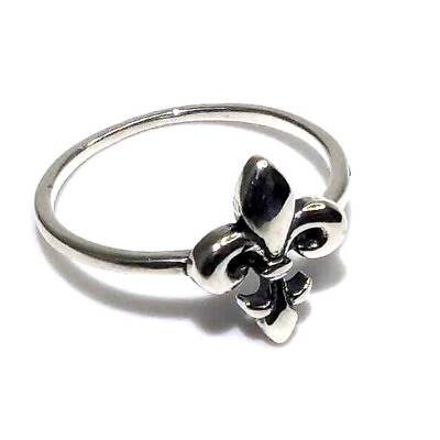 #ad .925 Sterling Silver Fleur De Lis Flower Fashion Ring Size 4 10 NEW $12.95
