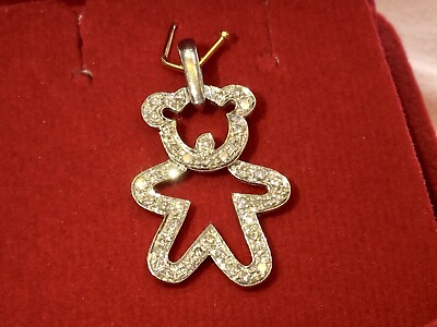 #ad Diamonds Gold Pendent 18K Handmade Real Diamonds Jewelry Teddy Bear Women Gift $755.00
