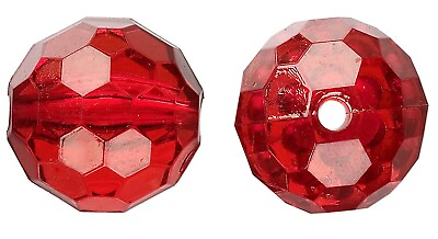 #ad #ad Bead Acrylic Transparent Red 20mm Faceted Round with 2 3mm Hole 100 Grams 20 ` $10.97