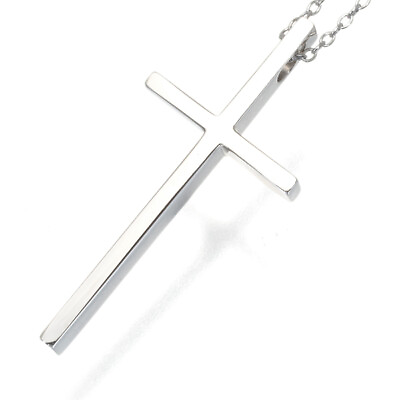 #ad Auth Tiffanyamp;Co. Necklace Cross 18K 750 White Gold $548.86