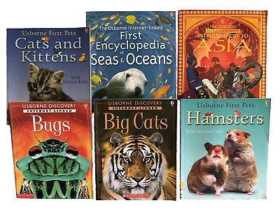#ad Usborne Internet Linked Lot 6 Large Books Homeschool Cats Sea Ocean Bugs Hamster $14.99