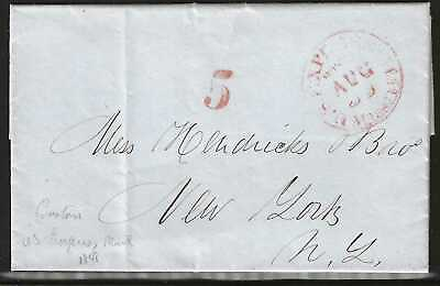 #ad U.S. 1848 Stampless Cover Red Express Mail Marking Boston to New York N.Y. $60.00