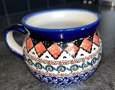 #ad Polish Pottery Unikat Bubble Mug Artist Signed Coffee Tea Soup Poland 14 oz $42.00