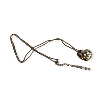 #ad BCBGeneration Necklace Heart Pendant Silver Tone Geometric Love Adjustable 20quot; $12.00