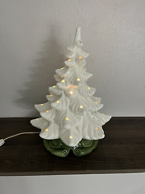 #ad VTG Large Ceramic CHRISTMAS TREE 16” Tall With Base No Bulbs WORKS No Chips $79.99