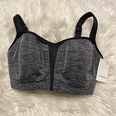 #ad Le Mystere 32G Sports Bra Charcoal Heather Gray Hi Impact Underwire 920 NWT $29.99