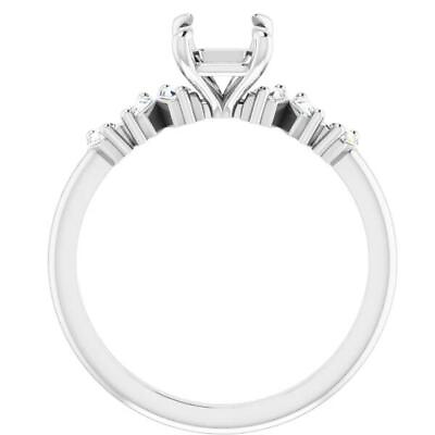 #ad Emerald Cut 8×6mm Natural Diamond Simple Semi Mount Women Ring Setting 14K Gold $560.00