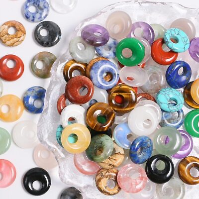 #ad 18mm Mini Gemstone Round Donut Ring Pendant Beads for Necklace Earring Jewelry $1.49
