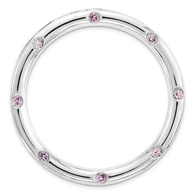 #ad Lex amp; Lu Silver Stackable Expressions Large Created Pink Sapphire Slide LAL8750 $38.99