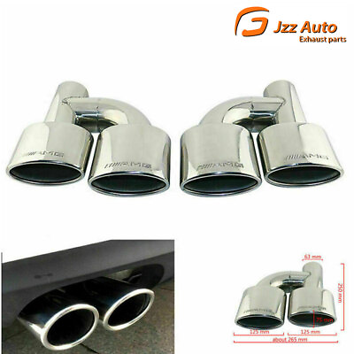 #ad Pair Engraved AMG Dual Oval Exhaust End Tip for Inlet 2.5quot; MERCEDES BENZ C class $130.14