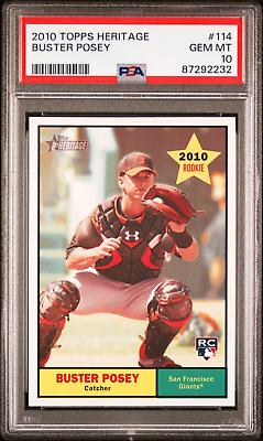 #ad 2010 Topps Heritage RC Buster Posey #114 PSA 10 GEM MT Rookie POP 161 $336.00