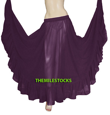 #ad Purple TMS Ruffle Full Circle Skirts Belly Dance Gypsy Flamenco 25 Color $24.99