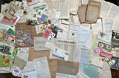 #ad Huge 200 Vintage Paper Ephemera Lot Junk Journal Mixed Media Railroad Collage $23.96