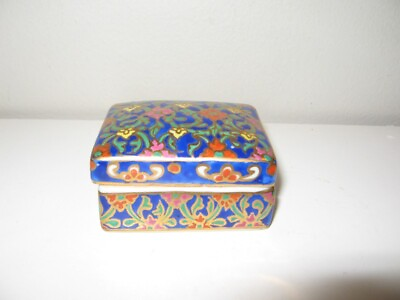 #ad Porcelain Multi Colored Trinket Box Thailand 1 1 4quot; Height $11.99