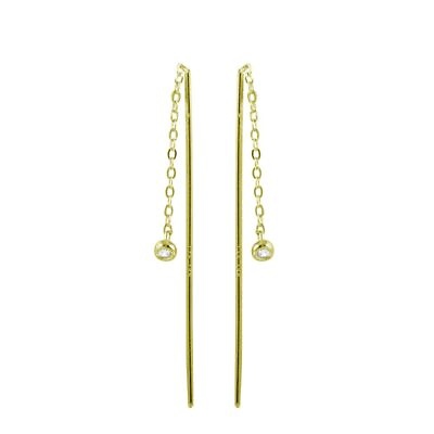 #ad Sterling Silver 925 Chain Dangling Earrings CZ Chain Bar Cute Earrings E26 $21.99