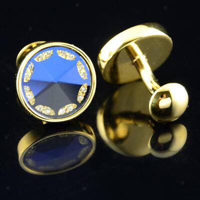 #ad Mens Crystal Shirt Cufflinks Business Suit Round French $9.60
