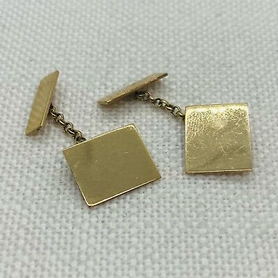 #ad Vintage Style Gold Cufflinks Rectangle GBP 193.00