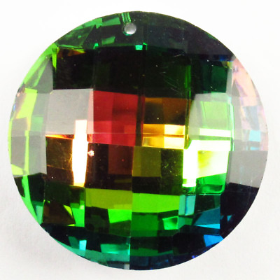 #ad 45x12mm Faceted Rainbow Titanium Crystal Round Pendant Bead 1Pcs A 201SJ $9.12