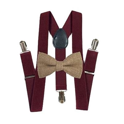 #ad New Barnyard Burgundy Suspender and BOW TIE SET Tuxedo Wedding Suit Hemp $10.98