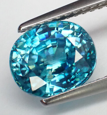 #ad Natural Ocean Blue Zircon 3.98ct from Cambodia VVS Eye Clean $819.00