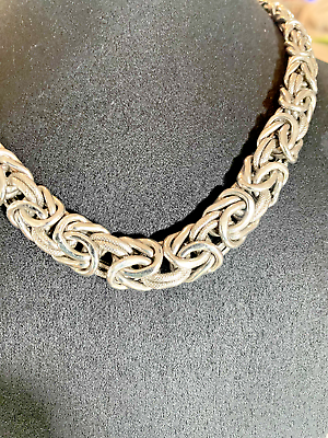 #ad BYZANTINE NECKLACE 16quot; GORGEOUS SILVER $275.00