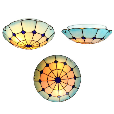 #ad Modern Tiffany Ceiling Lamp Chandelier 2 Light Flush Mount Lighting Fixture $79.90