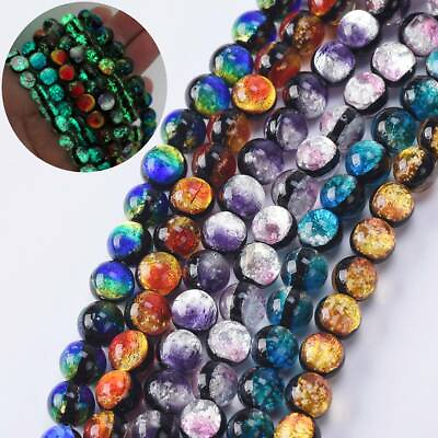 #ad 5pcs Round Luminous 8mm 10mm 12mm Handmade Lampwork Glass Loose Crafts Beads $3.98